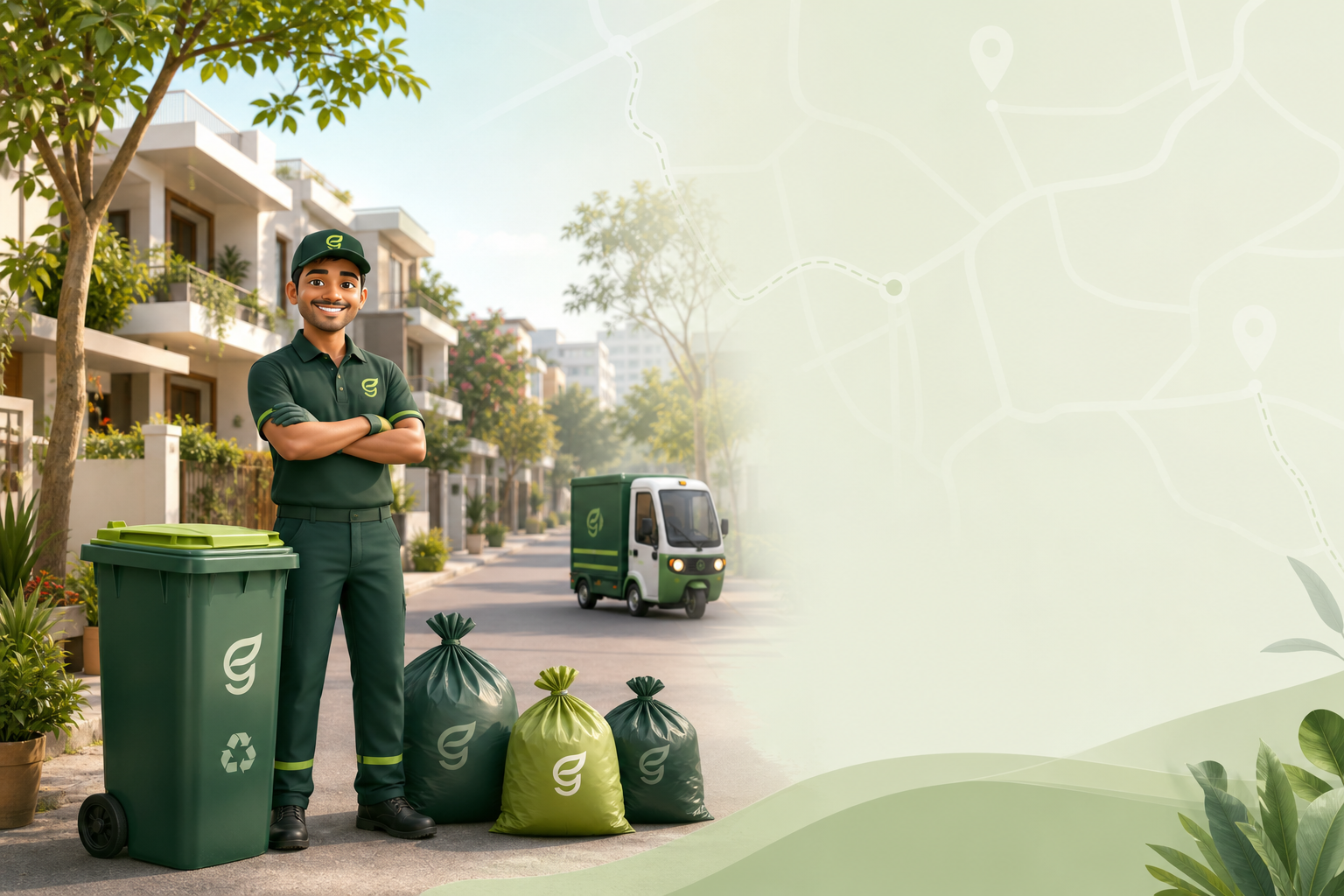 Garbasy collection partner preparing to serve a residential neighbourhood